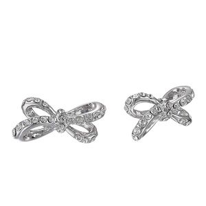 KATE SPADE Silver Crystal Tied Up Bow Earrings